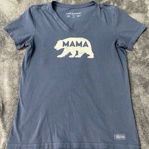 Life Is Good Blue MAMA Bear Short Sleeve T Shirt size small